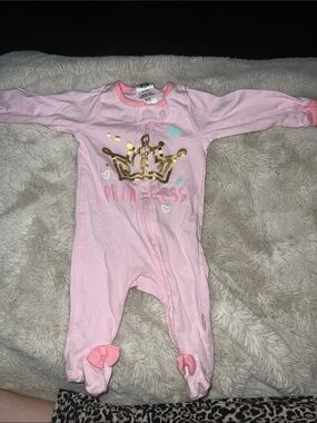 Gerber Pink Footed One-Piece with Gold Crown Princess Design
